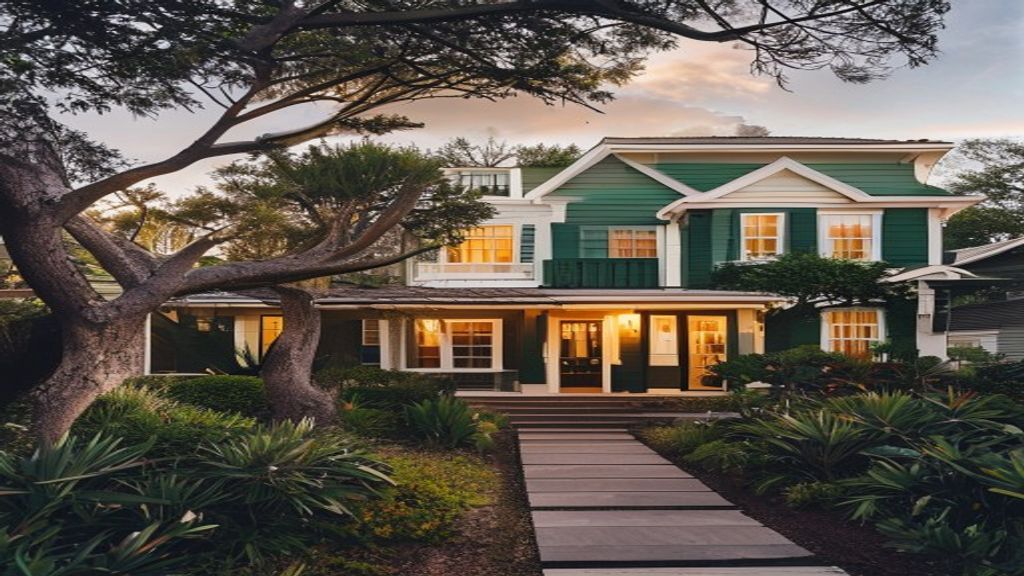 Freshly painted Auckland house exterior at golden hour